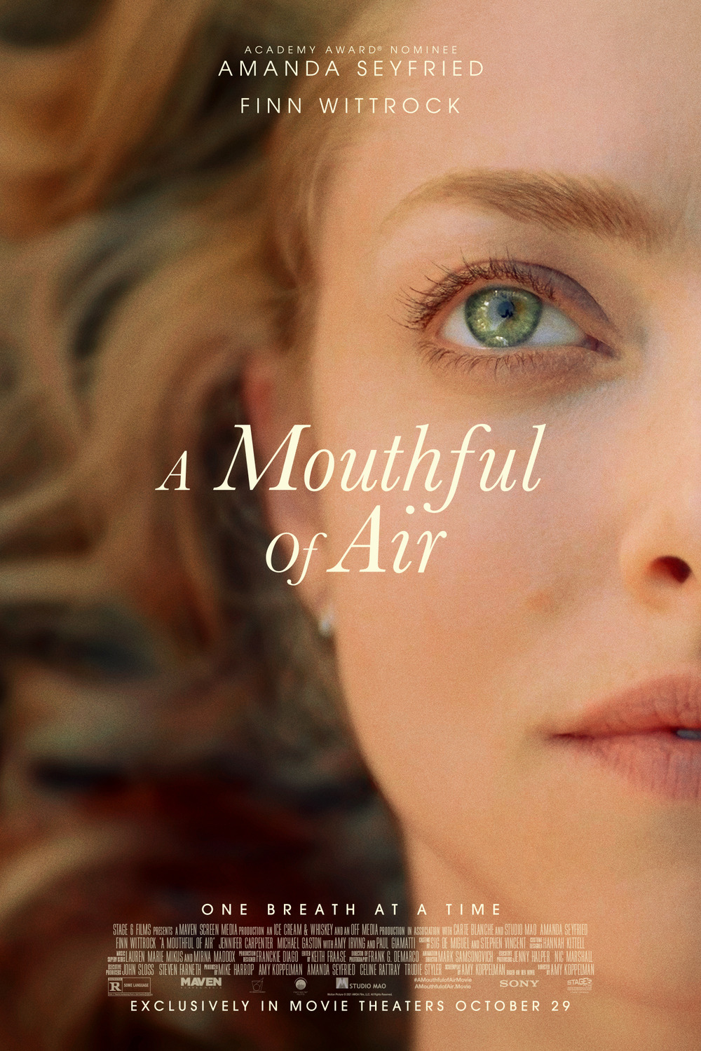 Official theatrical poster for A Mouthful of Air (2021), featuring Amanda Seyfried.